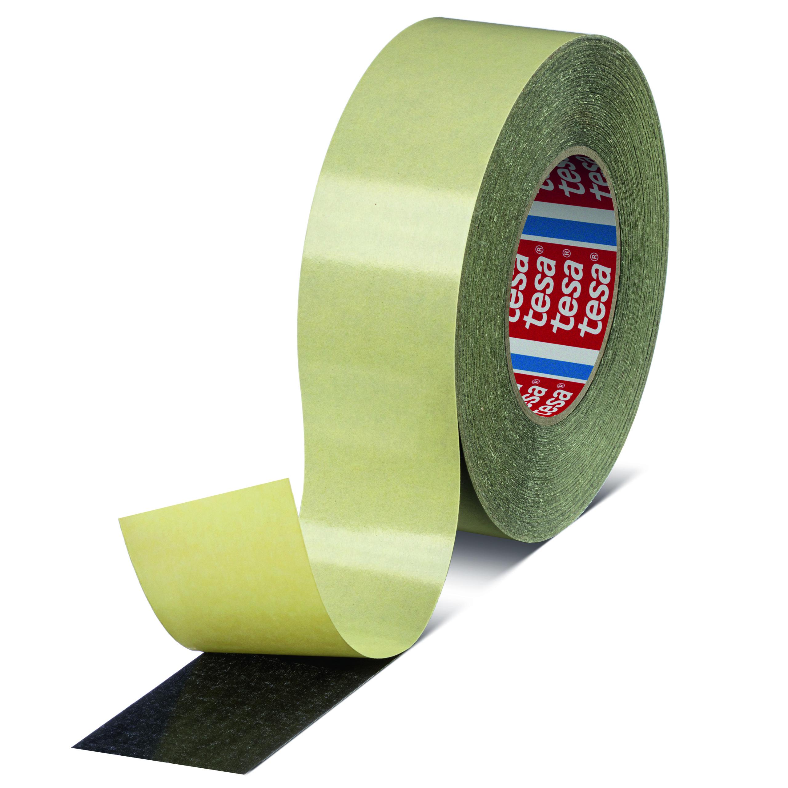 Tesa 05938-00000-00 Black Double Sided Cloth Tape, 0.190mm Thick, 8 N/cm, Cloth Backing, 50mm x 50m