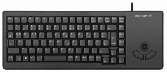 CHERRY Wired USB Compact Trackball Keyboard, QWERTZ, Black