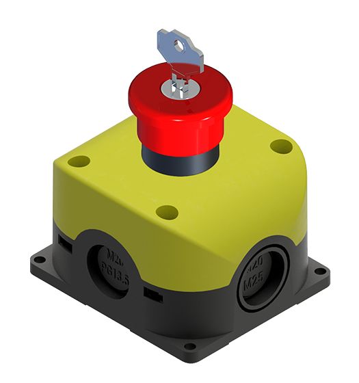 RS PRO Key Release Emergency Stop Push Button, Through Hole, 1 NC +1 NC, IP65