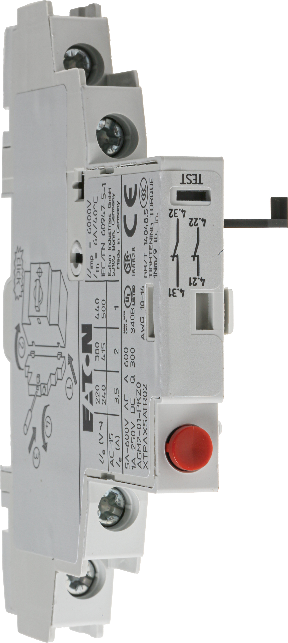 Eaton Auxiliary Contact, 2 Contact, 2NC, Side Mount