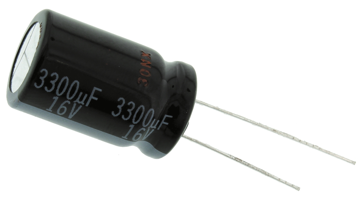 Panasonic 3300μF Aluminium Electrolytic Capacitor 16V dc, Radial, Through Hole - EEUHD1C332