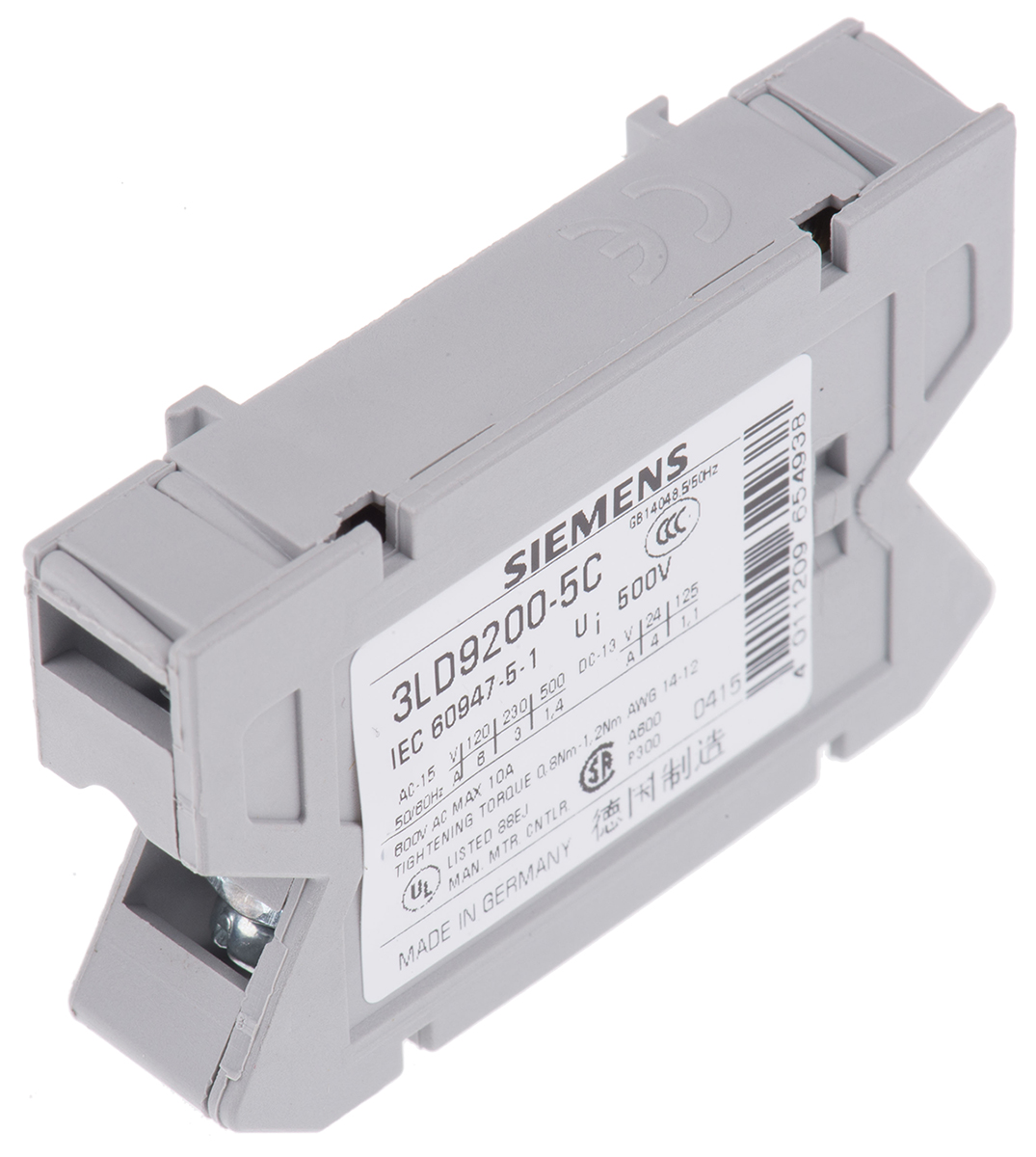 Siemens Auxiliary Contact, 2 Contact, 1NC + 1NO, Floor Mount