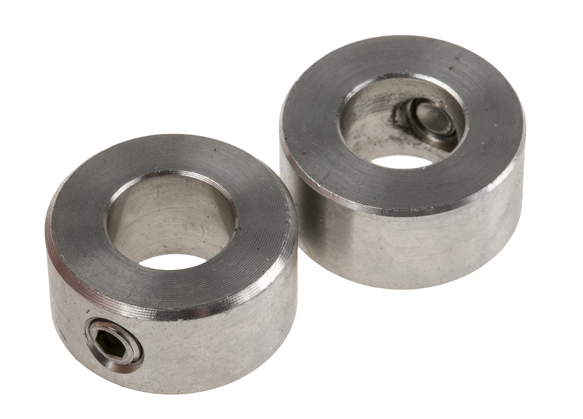 RS PRO Shaft Collar, One Piece, Set Screw, Bore 10mm, OD 20mm, W 10mm, Stainless Steel