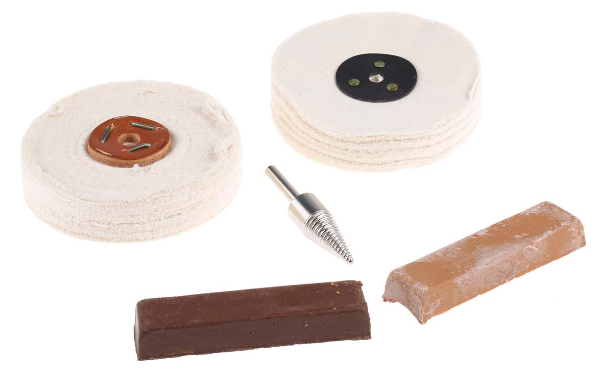 RS PRO 2x 115g Plastic Polishing Kit Containing 100 mm x 2-Section Stitched Hard Buff, 100 mm x 50 mm Loose Fold Soft