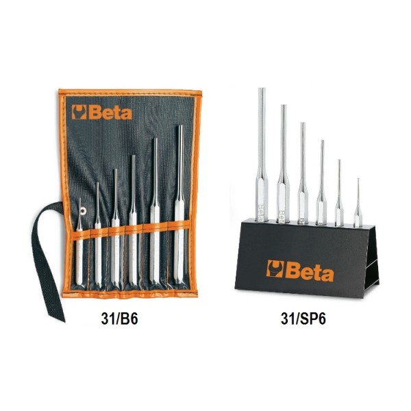 BETA 31-Piece Punch Set, 2 mm, 3 mm, 4 mm, 5 mm, 6 mm, 8 mm Shank, 200 mm Overall