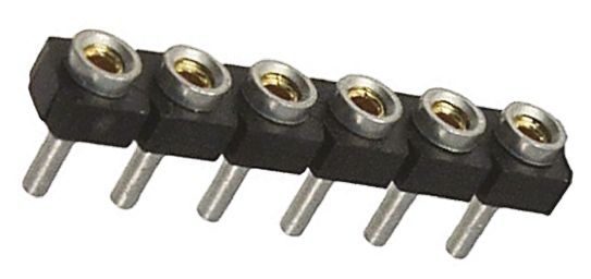 Samtec SL Series Straight Through Hole Mount PCB Socket, 6-Contact, 1-Row, 2.54mm Pitch, Solder Termination