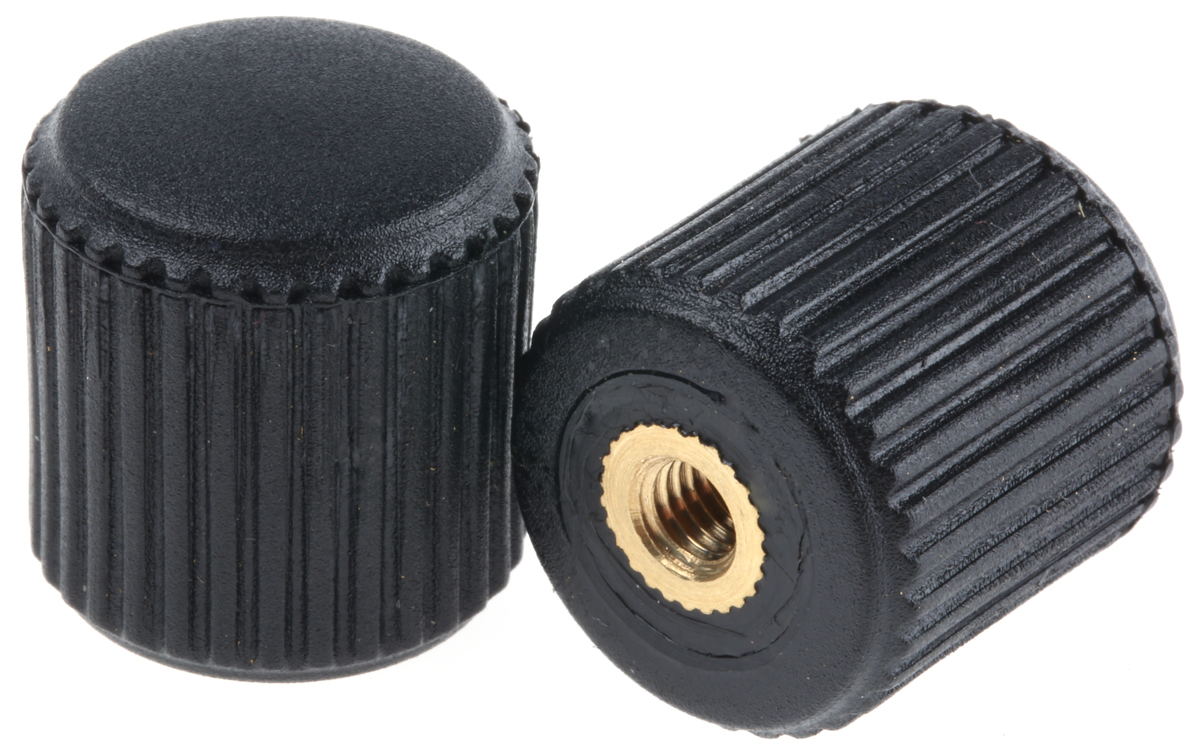 RS PRO Black Knurled Clamping Knob, M5, Threaded Hole