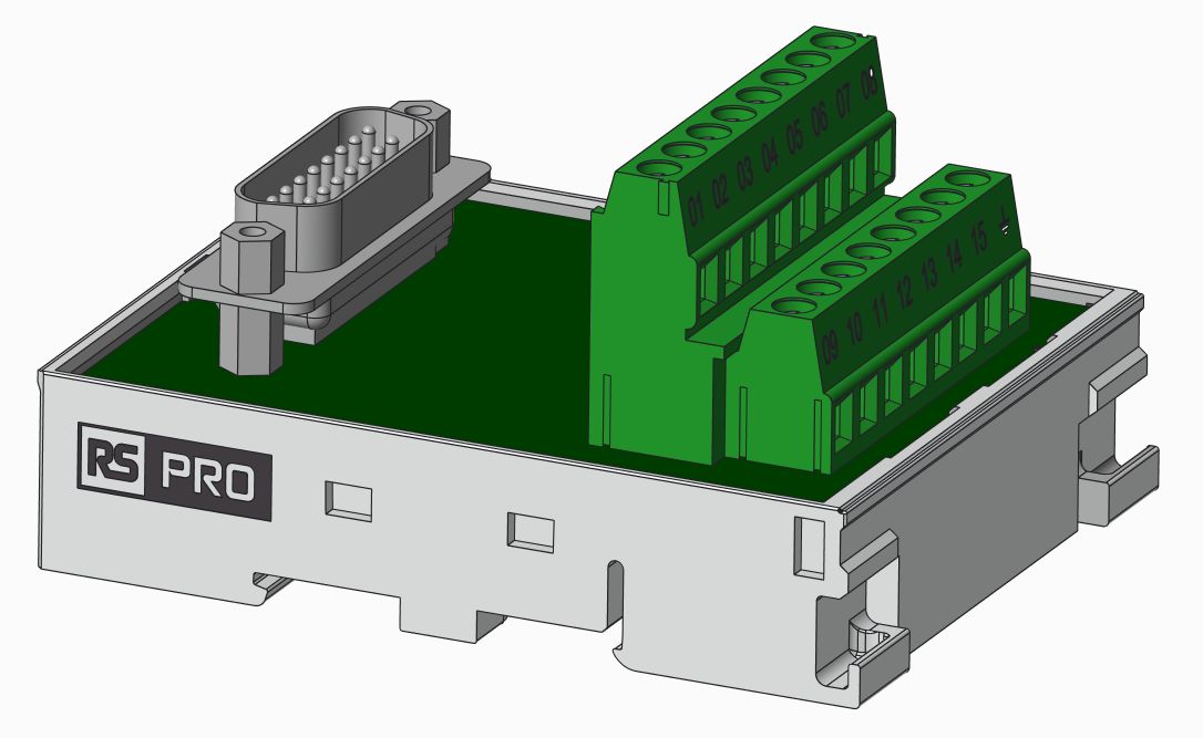 RS PRO 15-Contact Male Interface Module, D-sub Connector, DIN Rail Mount, 1A