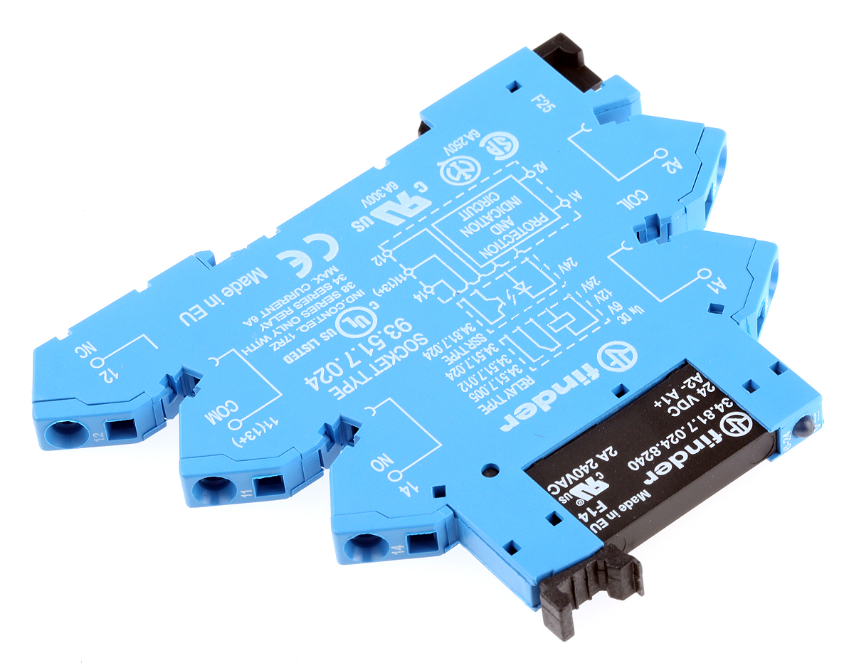 Finder 38 Series Interface Relay Module, DIN Rail Mount, 24V dc Coil, SPST, 1-Pole, 2/80A Load
