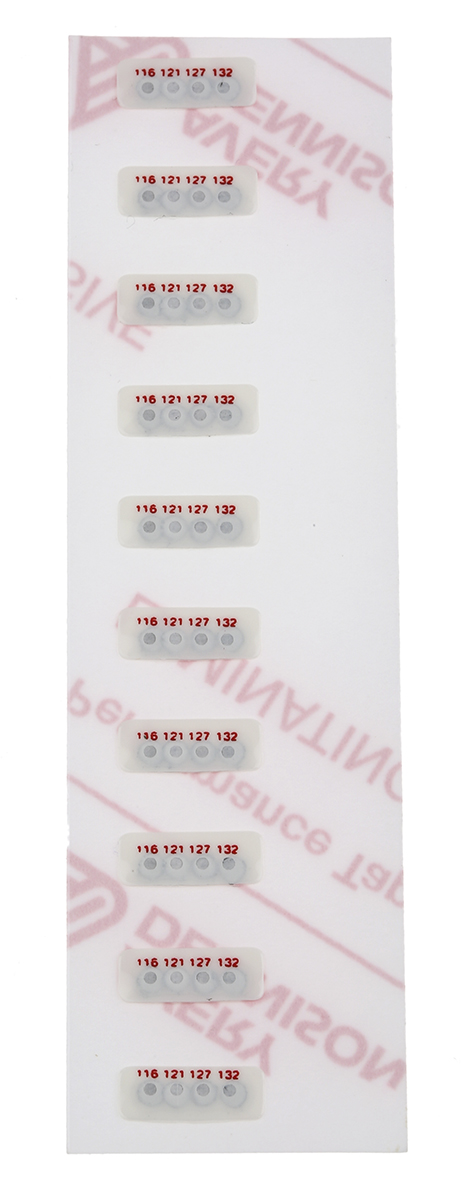 RS PRO Non-Reversible Temperature Sensitive Label, 116°C to 132°C, 4 Levels