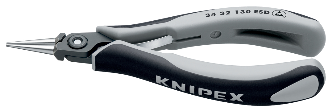 Knipex 34 32 Electronics Pliers, Round Nose Pliers, 134 mm Overall, Straight Tip, 24mm Jaw, ESD