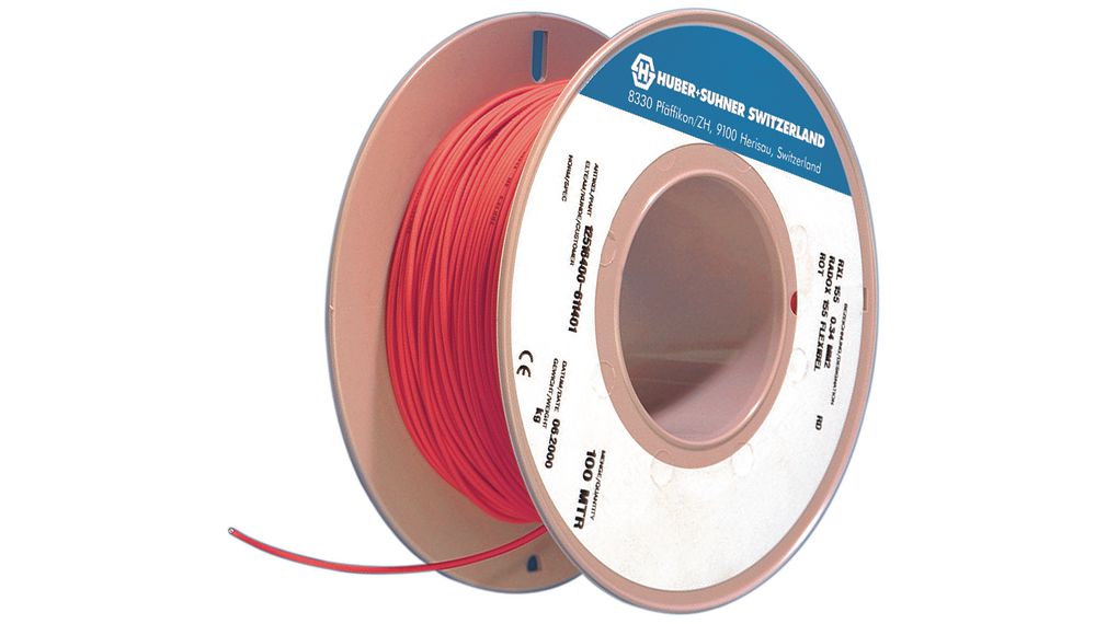 Huber+Suhner RADOX Series Orange 0.25 mm² Hook Up Wire, 23 AWG, 100m, RADOX 155 0.25 MM² ORANGE