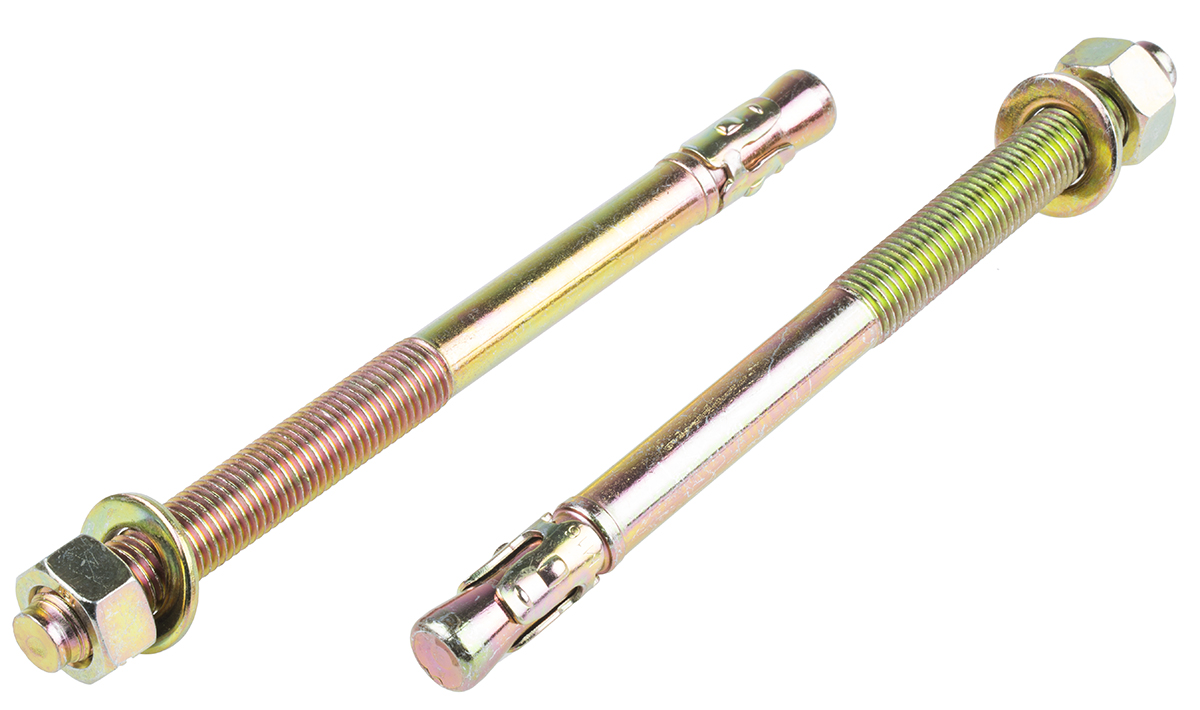 RS PRO Carbon Steel Anchor Bolt M16 x 220mm, 16mm Fixing Hole
