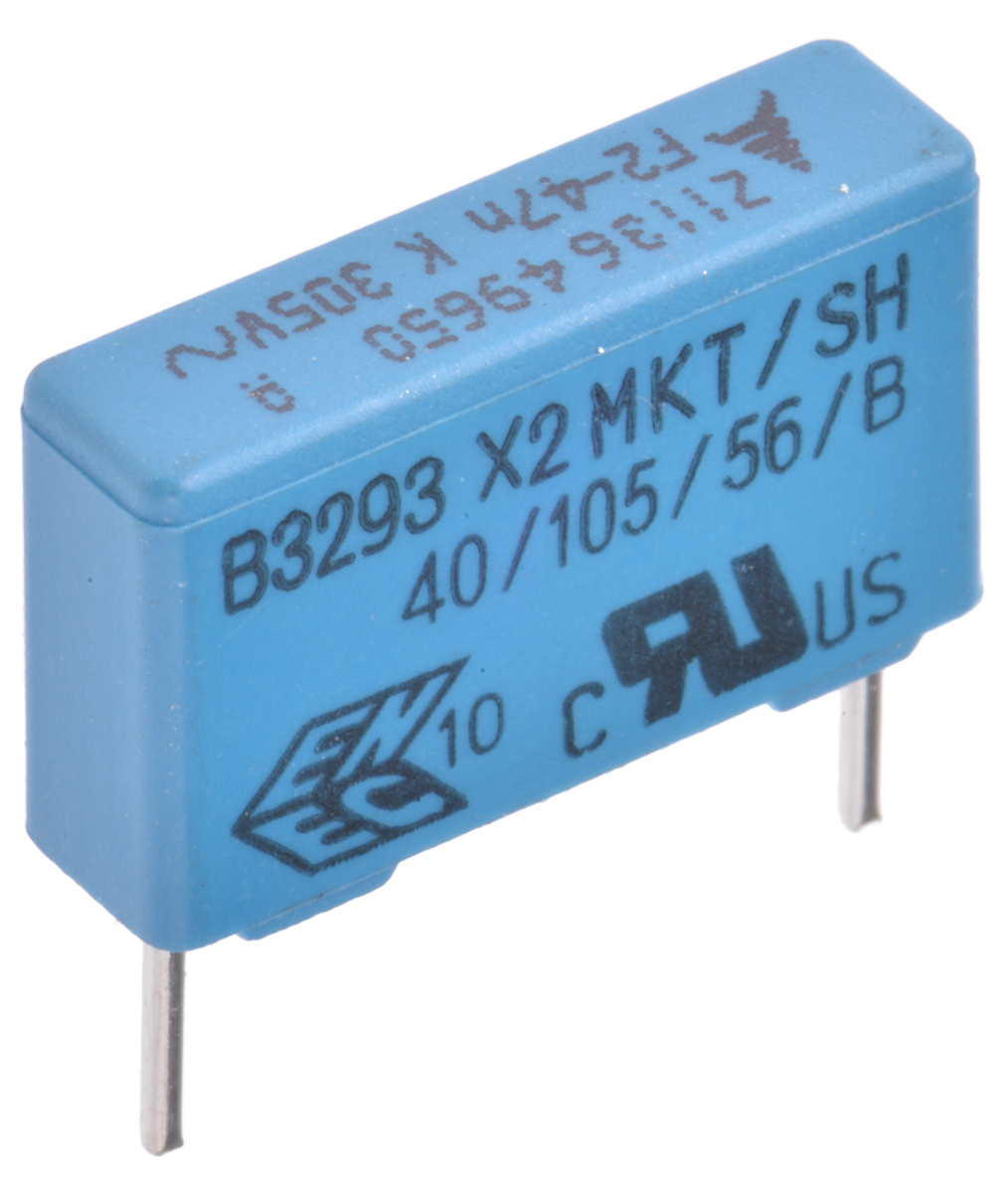 EPCOS B3293 Metallised Polyester Film Capacitor, 305V ac, ±10%, 47nF, Through Hole