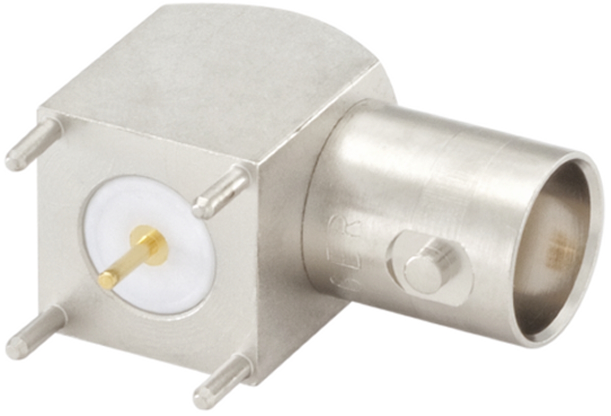 Rosenberger BNC Series, Jack PCB Mount BNC Connector, 50Ω, Through Hole Termination, Right Angle Body