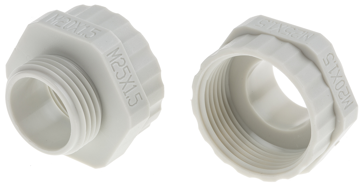 RS PRO Cable Gland Adaptor, M20 Exterior Thread, M25 Interior Thread, Nylon 66