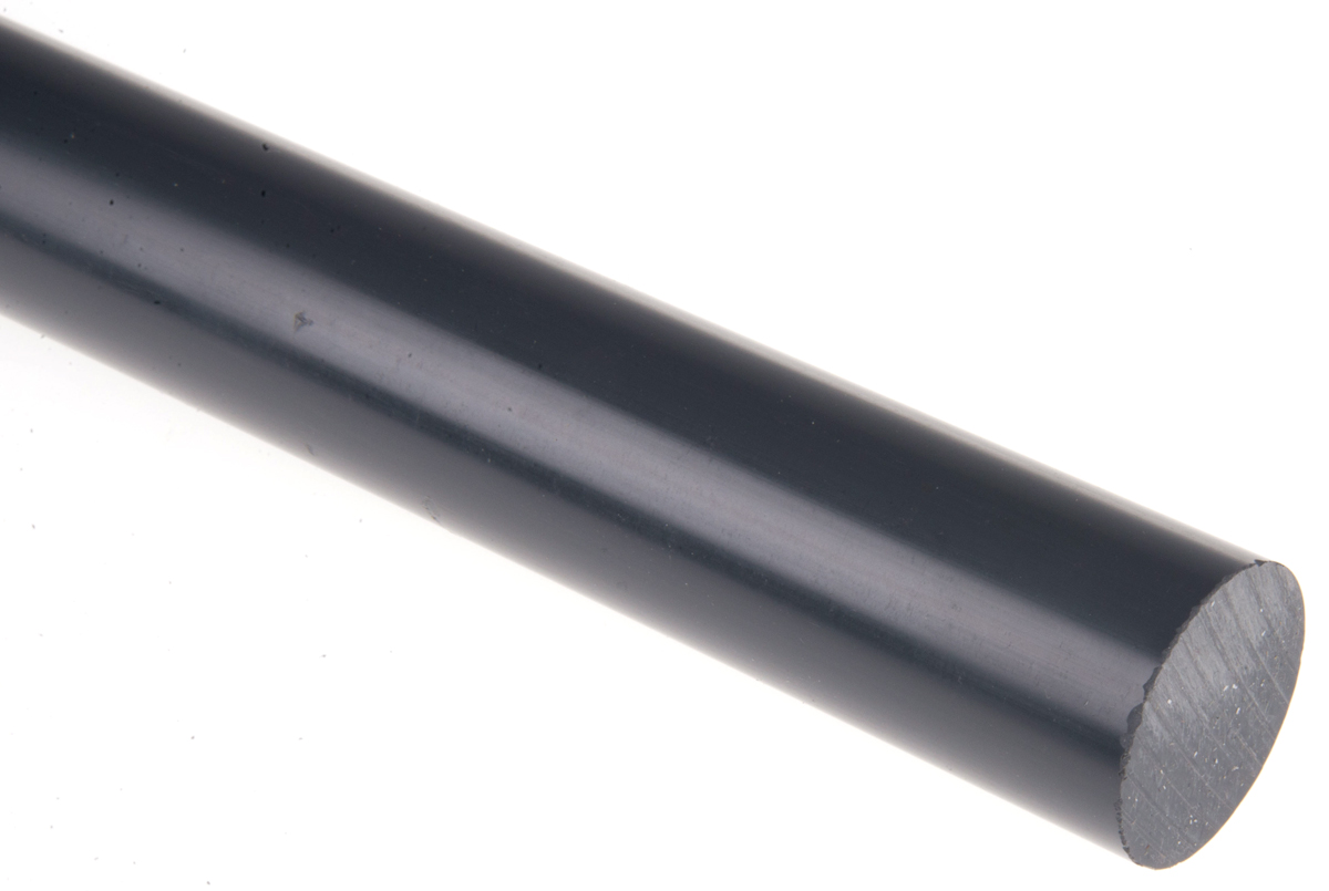RS PRO Grey Polyvinyl Chloride PVC Rod, 1m x 30mm Diameter