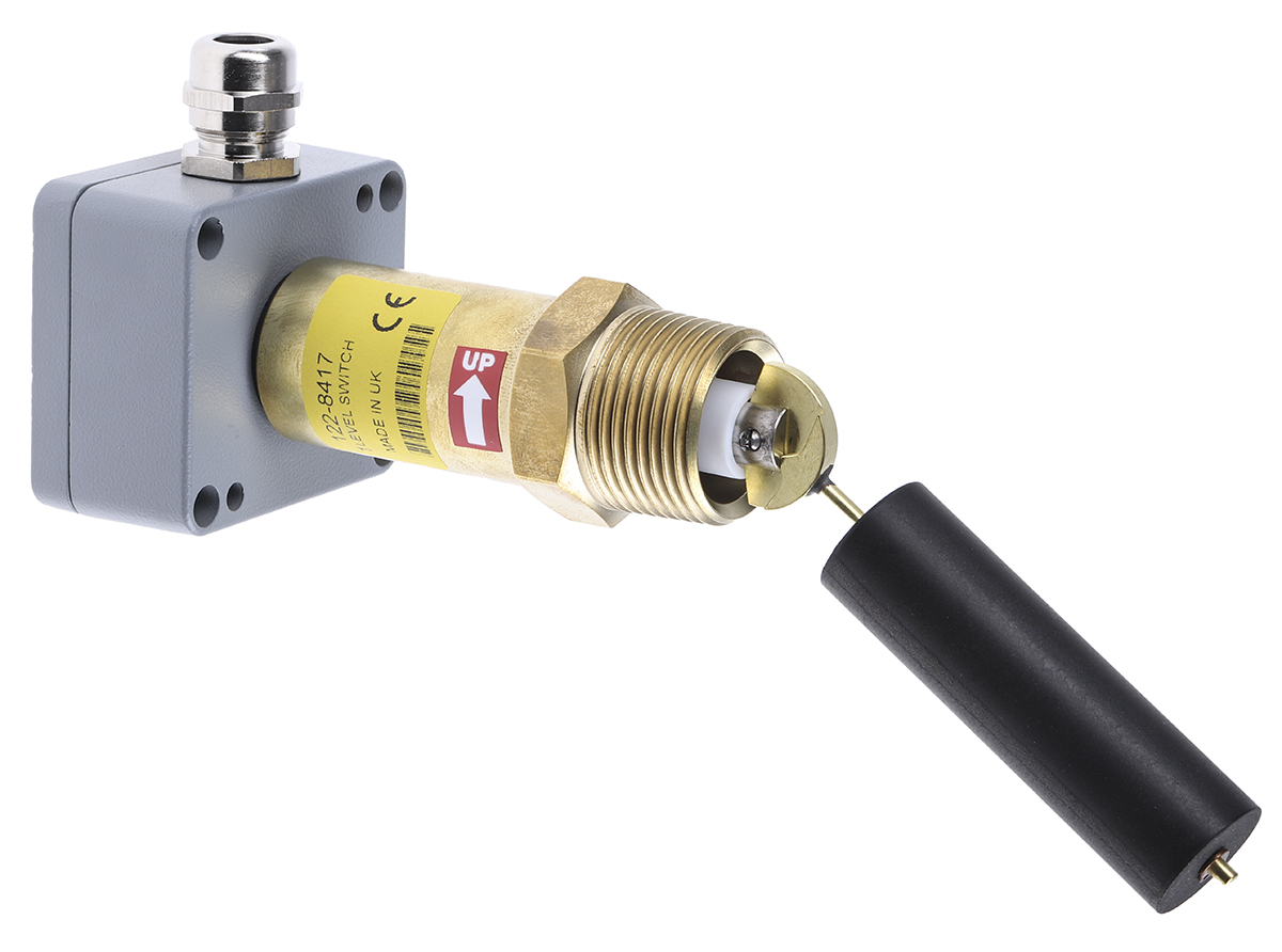 Gems Sensors LS-2050E Buna N Series Level Switch Level Switch, SPDT Output, Horizontal, Brass Body