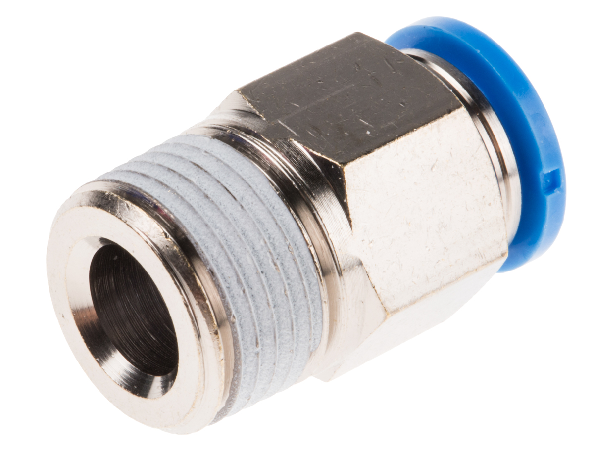 Festo QS Series Straight Threaded Adaptor, R 3/8 Male to Push In 10 mm, Threaded-to-Tube Connection Style, 153008