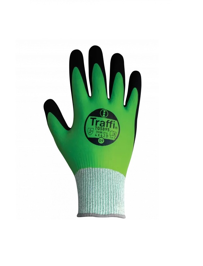 Traffi TG5895 Green Work Gloves, Size 11
