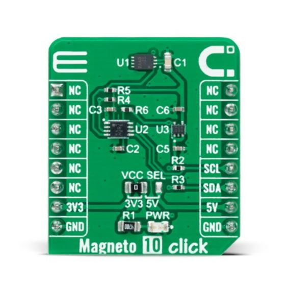 MikroElektronika Magneto 10 Click Magnetometer Sensor Add On Board for MLX90392 MikroBus