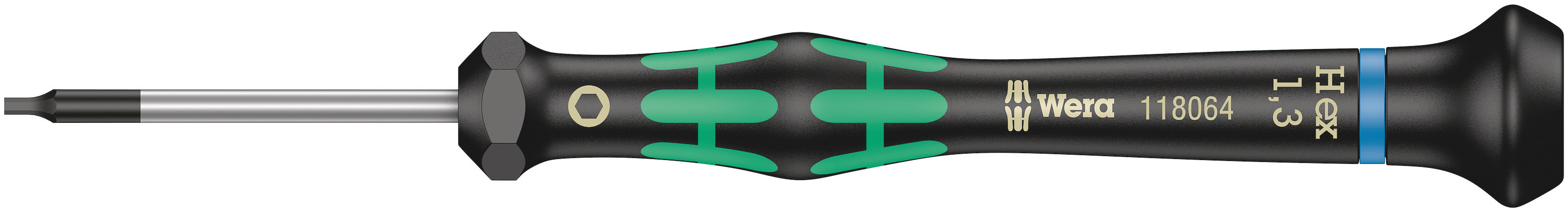 Wera Hexagon Precision Screwdriver, 0.05 in Tip, 40 mm Blade, 137 mm Overall