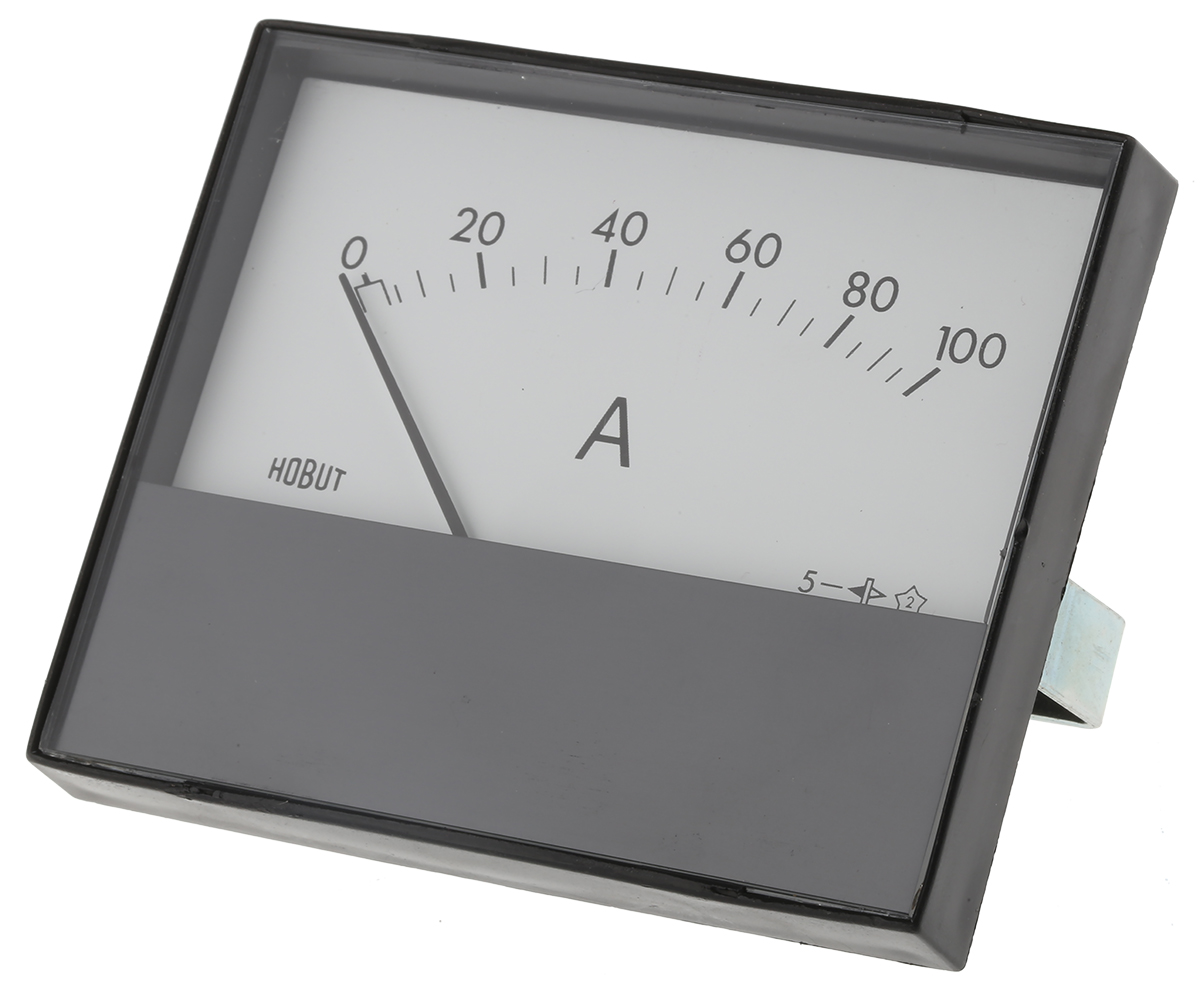 HOBUT R68M Analogue Panel Ammeter 100A DC, 63.5mm x 62.5mm, ±8 % Moving Magnet