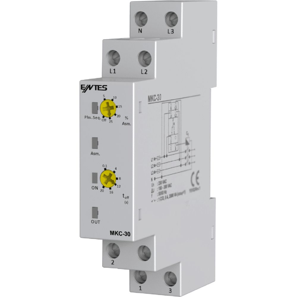 ENTES Phase Monitoring Relay, 3 Phase, SPDT, DIN Rail