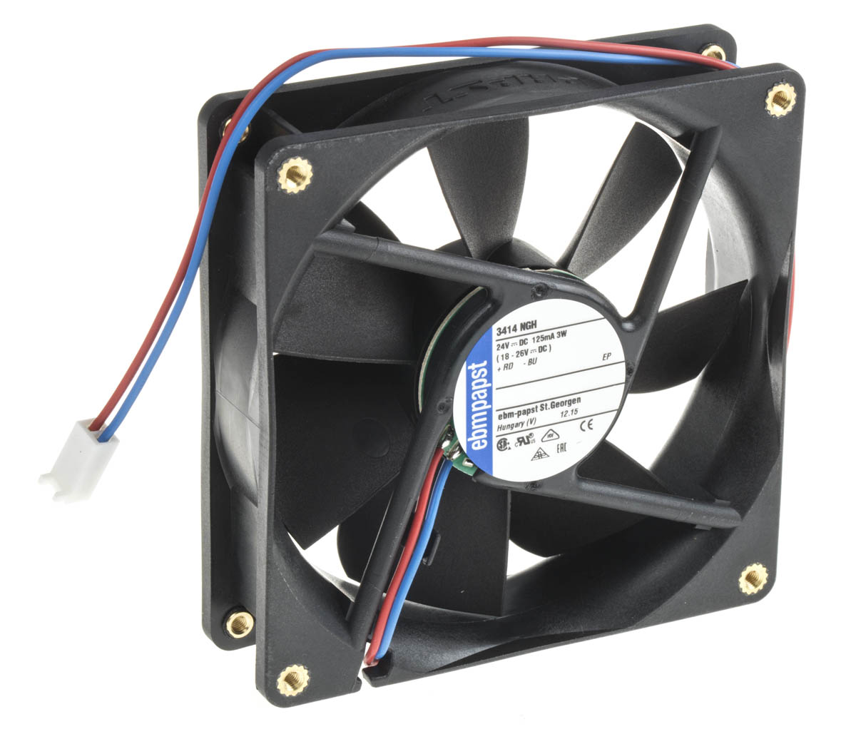 ebm-papst 3400 N Series Axial Fan, 24 V dc, DC Operation, 94m³/h, 3W, 92 x 92 x 25mm