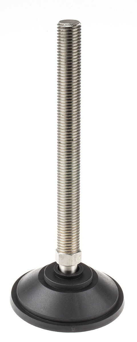 Nu-Tech Engineering M20 PA Reinforced Nylon Adjustable Foot, 2000kg Static Load Capacity 10° Tilt Angle