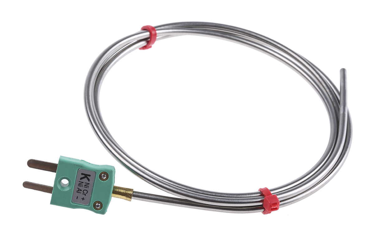 RS PRO SYSCAL Type K Mineral Insulated Thermocouple 1m Length, 3mm Diameter → +1100°C