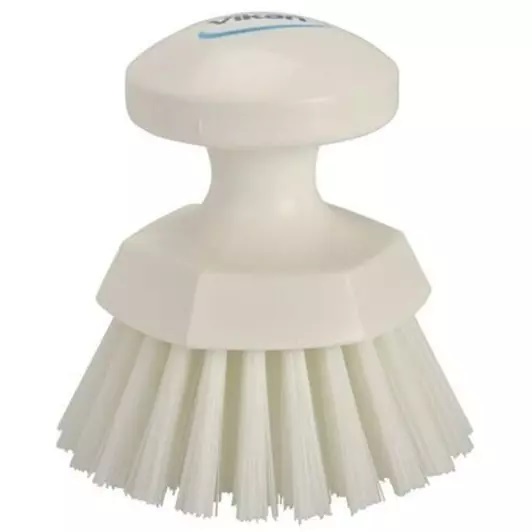 Vikan Hard Bristle White Hand Brush, 110mm bristle length, Polyester, Polypropylene, Stainless Steel bristle material
