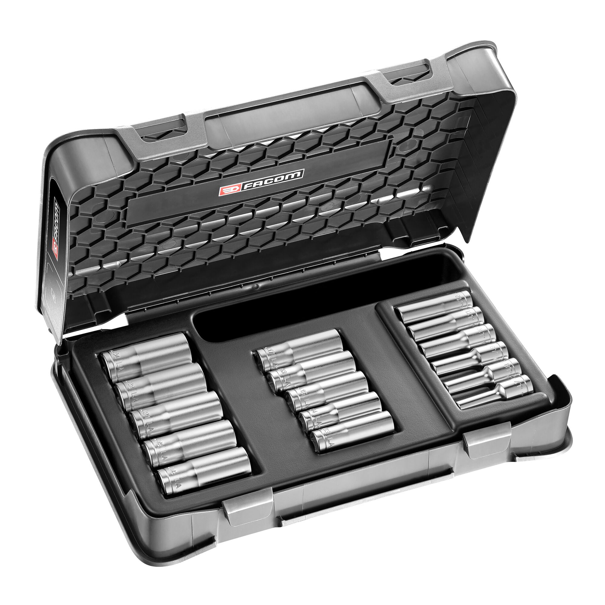 Facom 16-Piece Metric 3/8 in Deep Socket Set , 12 point