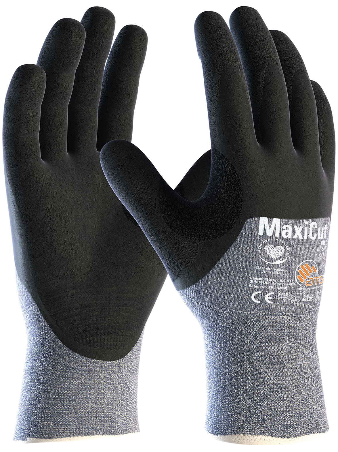ATG MaxiCut Oil Black, Blue Nylon, Polyester, Spandex, Tungsten, UHMWPE Glove, Size 10, NBR Coating