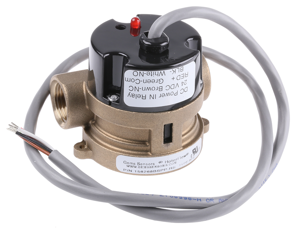 Gems Sensors RFS Series RotorFlow Electronic Flow Sensor for Liquid, 15 L/min Min, 75 L/min Max