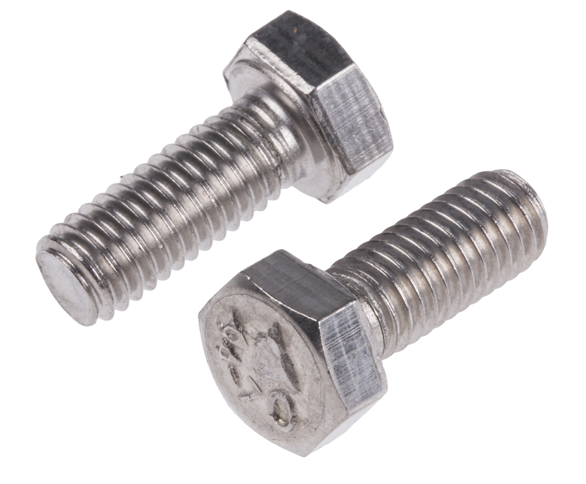RS PRO Plain Stainless Steel, Hex Bolt, M5 x 12mm