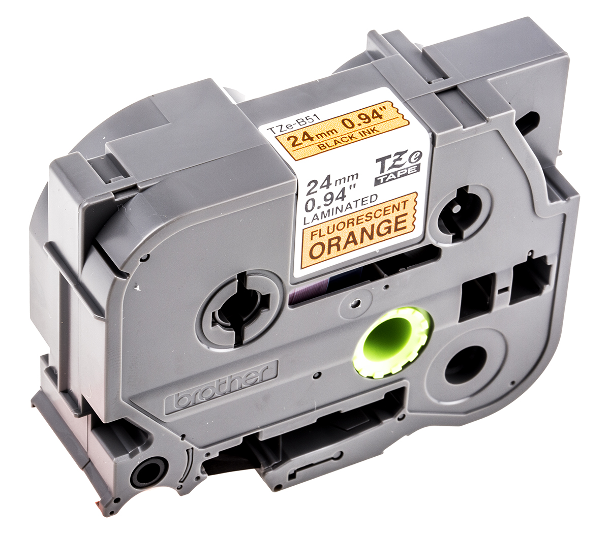 Brother Black on Fluorescent orange Label Printer Tape, 5 m Length, 24 mm Width