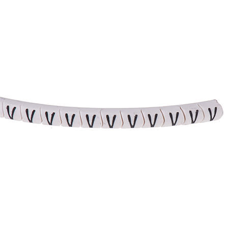 HellermannTyton Helagrip Slide On Cable Markers, Black on White, Pre-printed "V", 4 → 9mm Cable, 901-10319