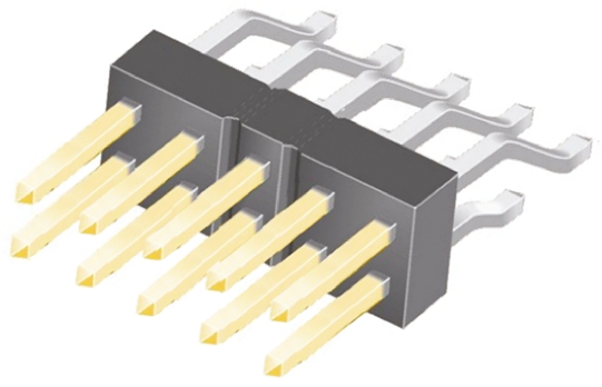 Samtec TSM Series Right Angle Surface Pin Header, 10 Contact(s), 2.54 mm Pitch, 2 Row, Unshrouded