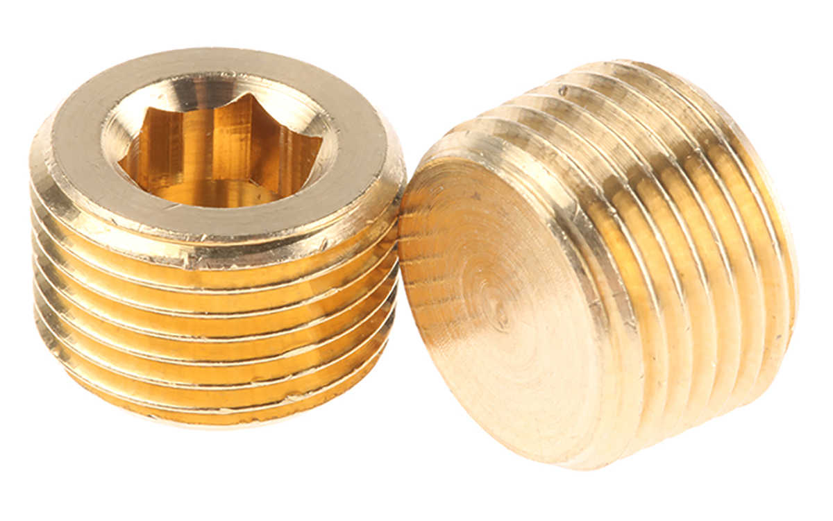 Legris Brass Pipe Fitting, Straight Threaded Plug, Male R 3/8in