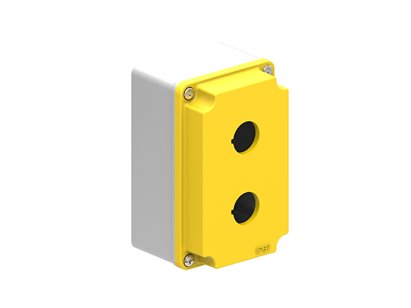Lovato Yellow Plastic LPZM Empty Control Station - 2 Hole 22.5mm Diameter