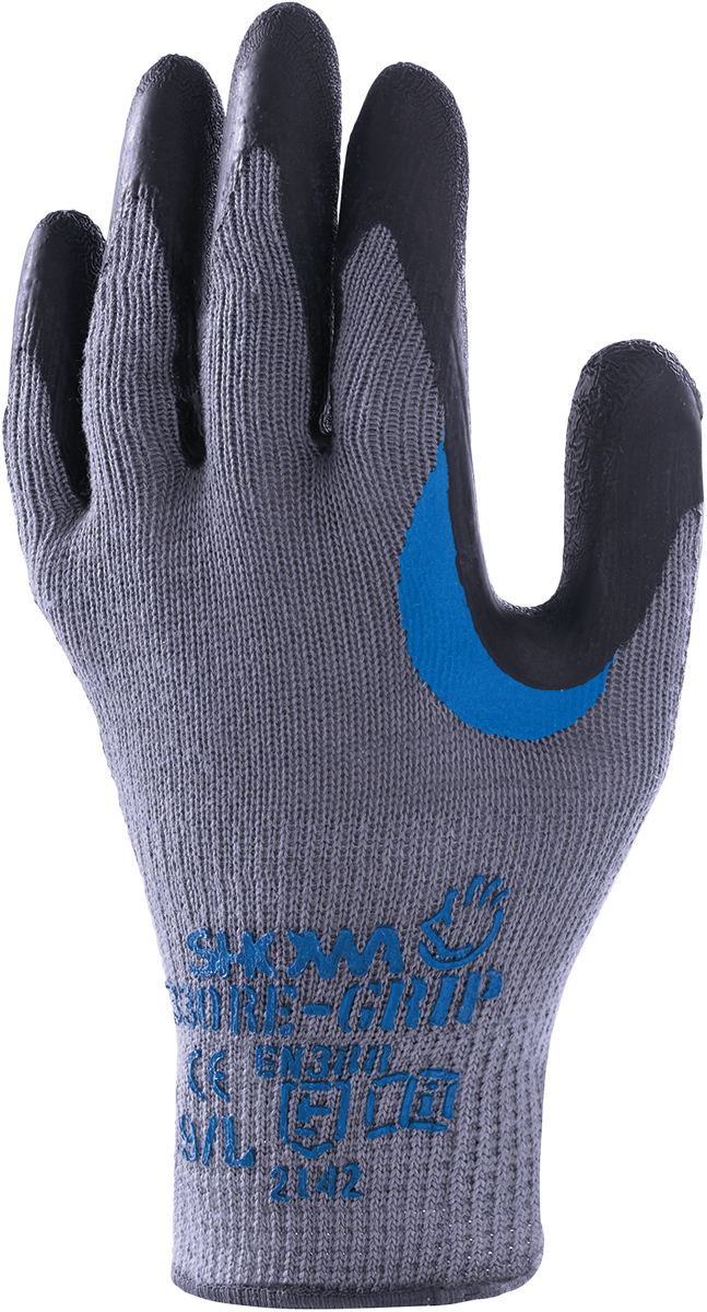 Showa Appliance Outlet F acc. to IEC 60320 Grey Cotton Work Gloves, Size 10, Latex Coating