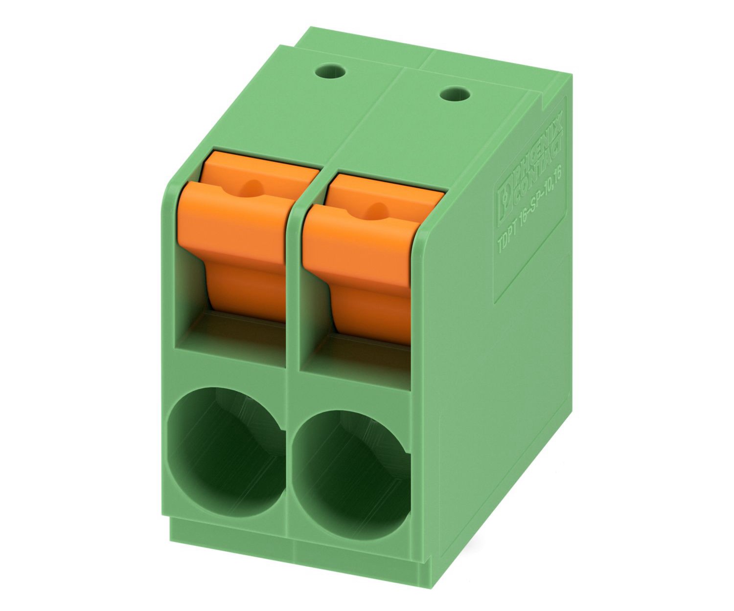 Phoenix Contact TDPT 16/ 2-SP-10.16-ZB Series PCB Terminal Block, 2-Contact, 10.16mm Pitch, Through Hole Mount, 1-Row,