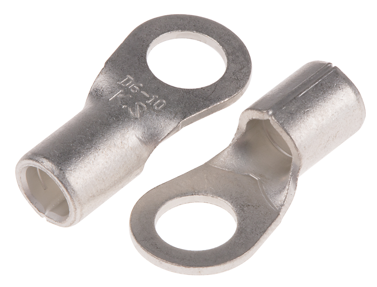 RS PRO Uninsulated Ring Terminal, 6.5mm Stud Size, 10mm² to 10mm² Wire Size