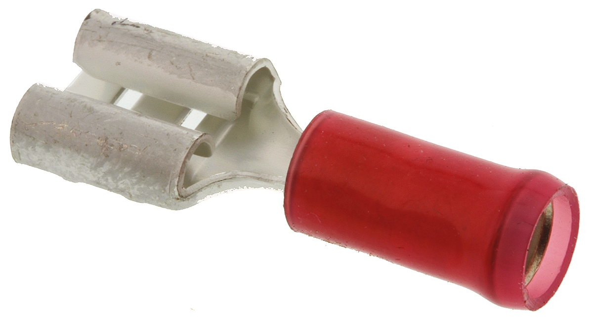 TE Connectivity PIDG FASTON .250 Red Insulated Female Spade Connector, Receptacle, 6.35 x 0.81mm Tab Size, 0.3mm² to