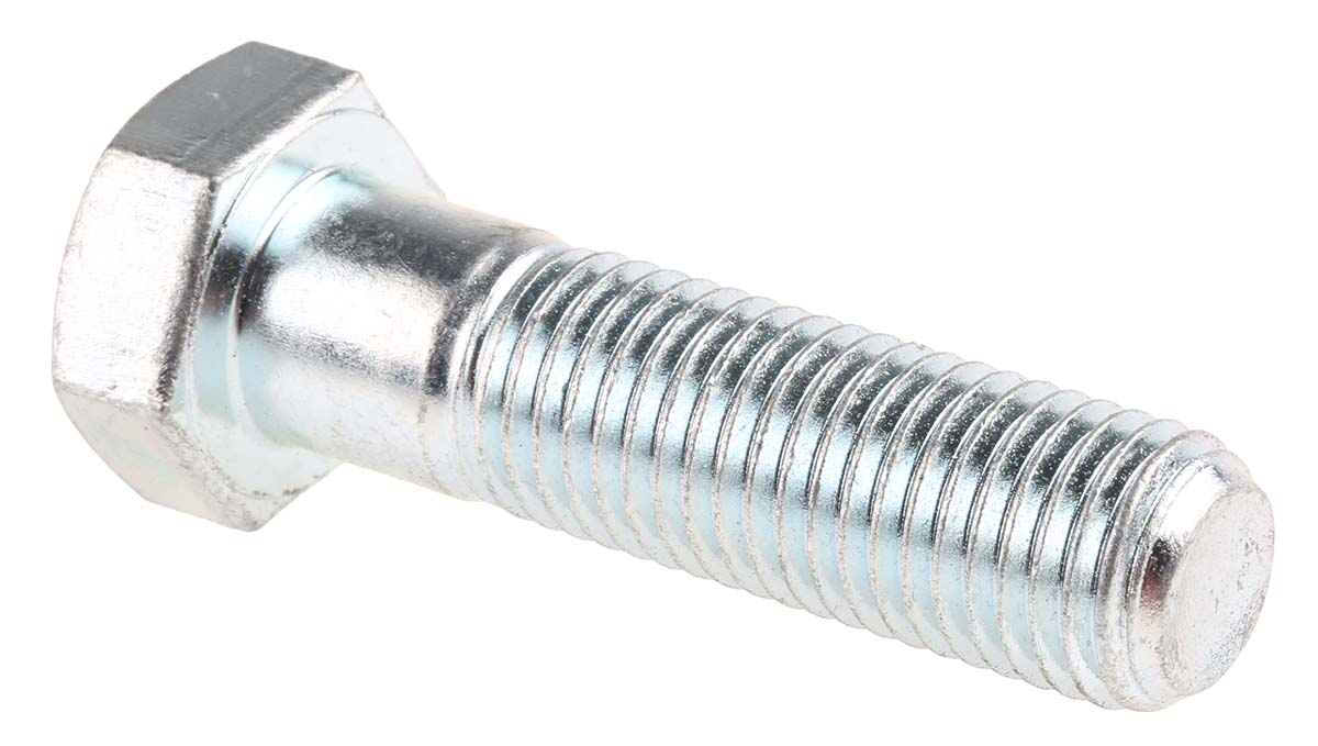 RS PRO Bright Zinc Plated Steel, Hex Bolt, M16 x 60mm