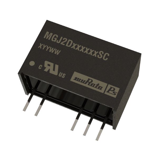 Murata Power Solutions MGJ2 Isolated DC-DC Converter, 20V dc/ 80mA Output, 21.6 - 26.4 V dc Input, 2W, Through Hole,