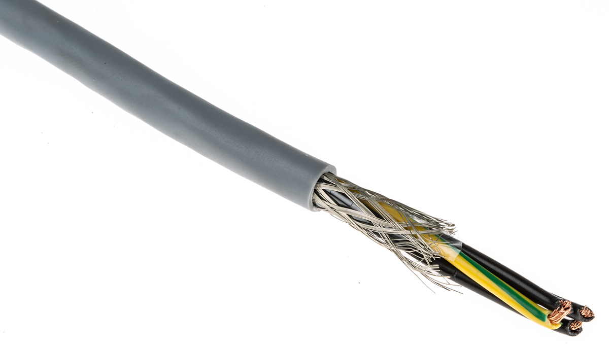 RS PRO Control Cable, 4 Cores 0.5 mm² 20 AWG, 50 m, Screened Stranded, Grey Polyvinyl Chloride Sheath