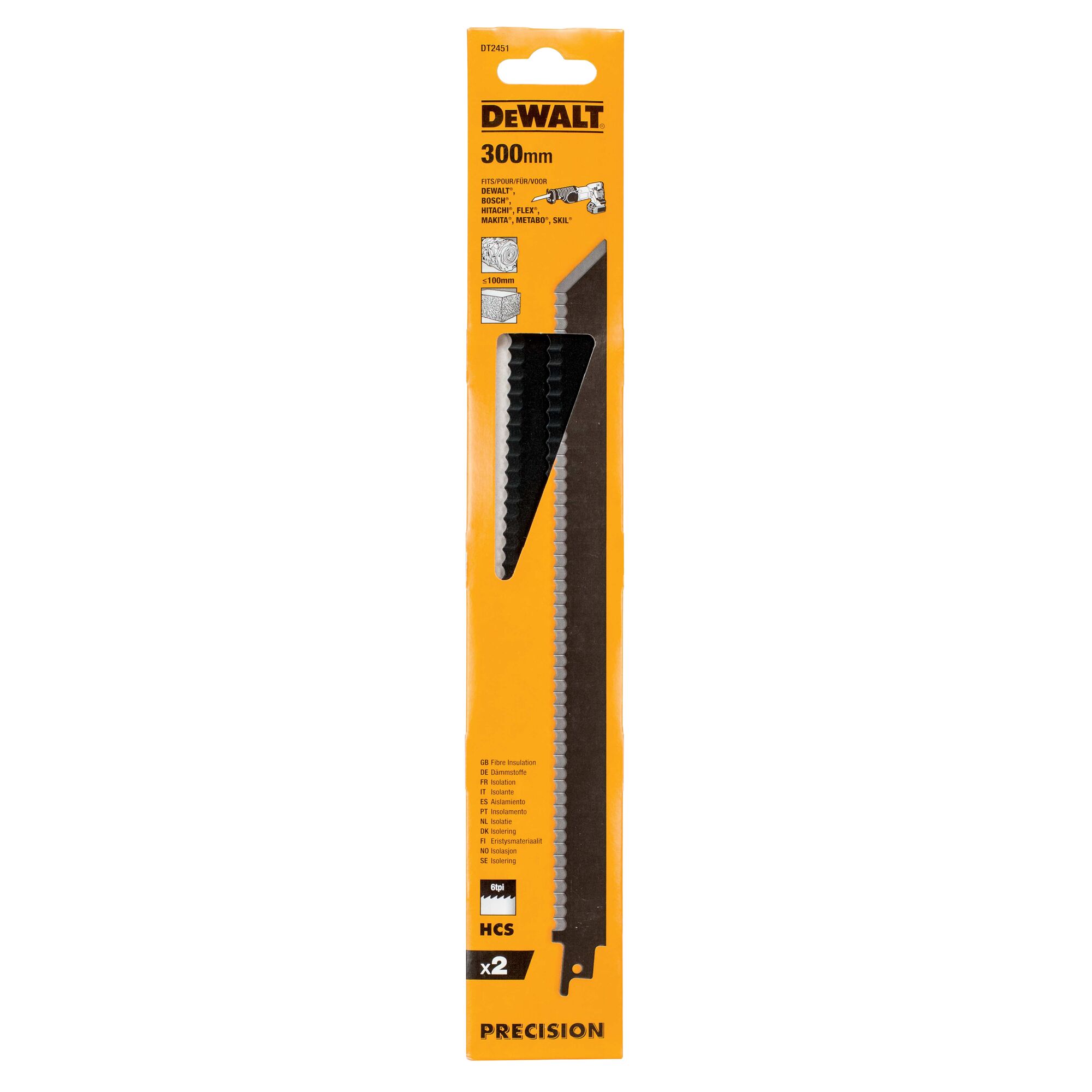 DeWALT, 6 Teeth Per Inch 300mm Cutting Length Reciprocating Saw Blade, Pack of 2