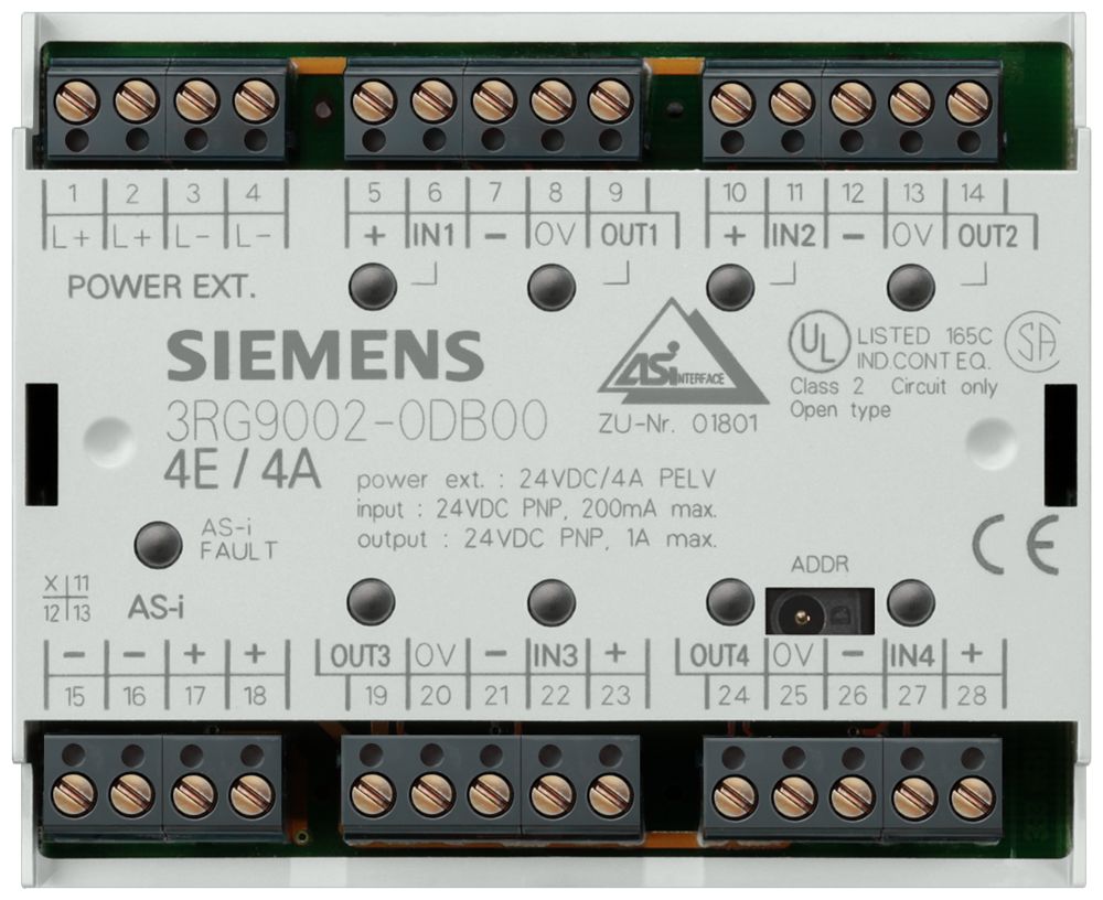 Siemens 3RG Series Input/Output Module, 4 Inputs, 4 Outputs, 24 V